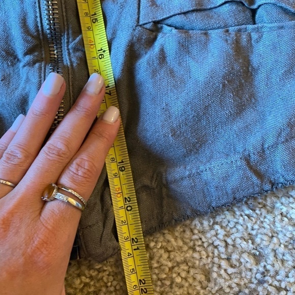 Isabel Benenato Women’s Jacket Size 40 Olive Green Linen Flax Moto Jacket Crop - Picture 6 of 7
